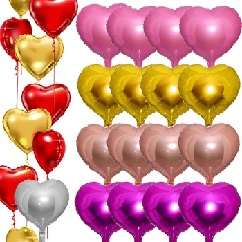 1/10 ADET Renkli Aşk Kalp Şekli Balon Sevgililer Hediye Dekoratif Film Alüminyum Balonlar DIY Düğün Parti Dekor Malzemeleri