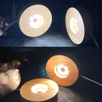 1 Adet Ahşap ışık bazı Şarj Edilebilir Uzaktan Kumanda Ahşap LED Döner Ekran Standı Lamba Tutucu Sanat Süsleme