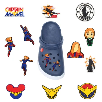 1 adet Disney Kaptan Marvel Noel Serisi Ayakkabı Takılar PVC Aksesuarları DIY Ayakkabı Dekorasyon Croc JIBZ Çocuklar X-mas Hediyeler