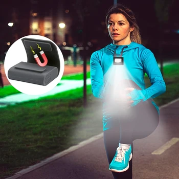 1 ADET koşu ışık, USB şarj edilebilir koşu ışık siyah silika jel taşınabilir klip ışıkları koşucular ve Joggers