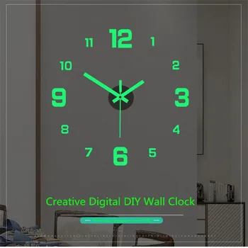 1 adet Yeni Yaratıcı aydınlık Duvar Saati Oturma Odası DIY Duvar Sticker Saat Dilsiz Saat Saat Duvar Ev Dekorasyon Modern Tasarım