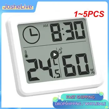 1 ~ 5 ADET Çok Fonksiyonlu Termometre Higrometre Otomatik Elektronik Sıcaklık nem monitörü Saat 3.2 inç Geniş LCD Ekran