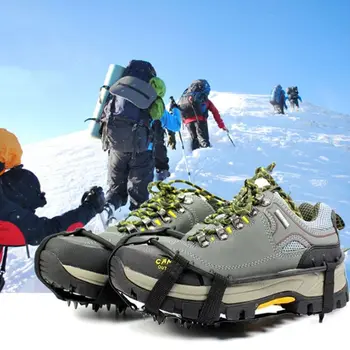 1 Çift Zincir Krampon Tırmanma ayakkabı koruyucu Ayakkabı Sivri 24 Diş Buz Tutucu Kar Pençeleri M L