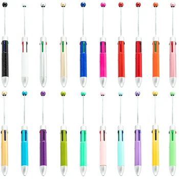 10 adet DIY Yaratıcı İş Dört Renk Dolum Boncuklu Kalem Sevimli Okunabilir Tükenmez Kalemler Bulmaca Çok Renkli Takı Boncuklu Tükenmez Kalem