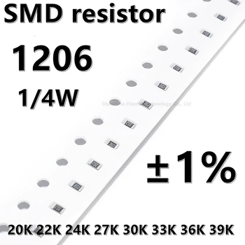 (100 adet) 1206 SMD direnci 1 % 20K 22K 24K 27K 30K 33K 36K 39K 1 / 4W yüksek kalite