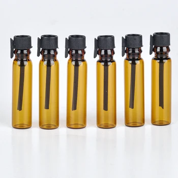100 adet / grup 1ml 2ml Mini plastik tıpa etiket parfüm Cam Şişeler uçucu yağ Doldurulabilir Parfüm Şişeleri Örnek Anma