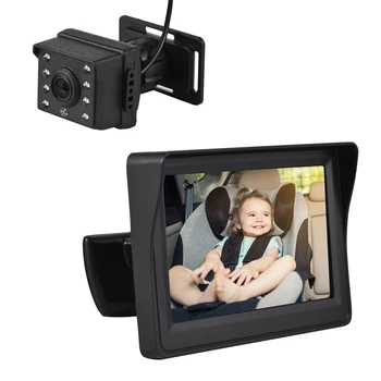 1080P bebek arabası monitörlü kamera için Bebek Arka Koltuk 4.3 İnç Araba koltuk aynası Ekran 150 ° Geniş Görüş Gece araba görüşü Kamera