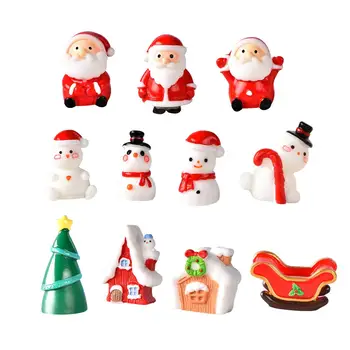 11 Adet Noel minyatür figürler, reçine, Noel Baba, kardan adam, Noel