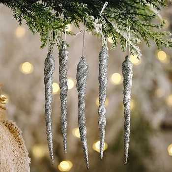 12 adet 13cm Noel Simülasyon Buz Noel Ağacı Asılı Süsleme Sahte Saçağı Kış Parti Noel Yeni Yıl Dekorasyon Malzemeleri