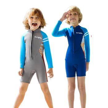 2.5 mm Termal dalgıç giysisi Çocuk Boys İçin Uzun Kollu sörf kıyafeti Çocuk Neopren Mayolar Tek Parça Erkek Mayo