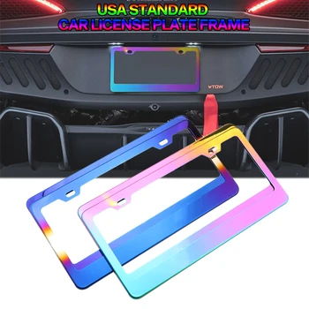 2 ADET ABD Modeli plaka çerçevesi Paslanmaz Çelik araba lisansı el tutamağı kapağı Tutucu Moda Paslanmaz Ön Arka Araba Etiketi Kapağı