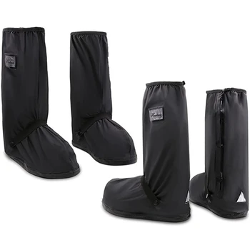 2 Pairs Su Geçirmez Ayakkabı Kapakları Siyah PVC Yansıtıcı Levhalar XXL Boyutu Yağmur Dişli, Kar Ve yağmur botu kapakları