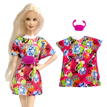 2 Ürün/ Set Moda Elbise+Kemer 1/6 Bebek Spor Kıyafeti günlük kıyafetler için barbie bebek Aksesuarları bebek oyuncakları