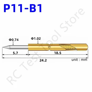 20/100 ADET P11-B1 Bahar Test Probu Test Pimi Pogo Pin P11-B Elektrikli ICT FCT PCB Test Aracı 0.74/1.02/24.2 mm İğne Keskin Uçlu Kafa