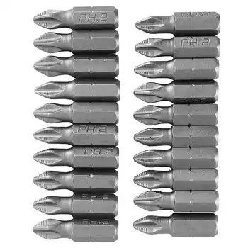 20 Adet Elektrikli Tornavida Bit Set Anti Kayma Çelik Manyetik Matkap Uçları PH2 x 25mm El Aracı Set