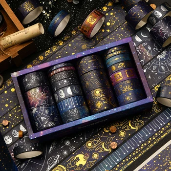 20 Adet Evren Washi Bantlar Scrapbooking Malzemeleri Maskeleme Bandı Yıldızlı Gökyüzü Günlüğü Günlüğü Cinta Adhesiva Decorativa Washi Bant Seti