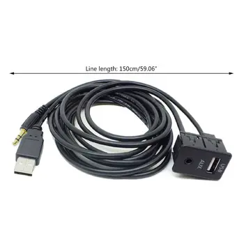 2021 Yeni 1.5 M Araba Dash Gömme Montaj USB Bağlantı Noktası Paneli 3.5 mm AUX USB Uzatma Kablosu Adaptörü