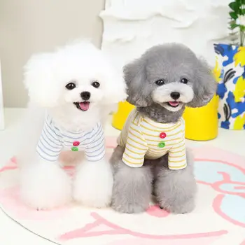 2022 Köpek Giysileri Sonbahar Kış Pet Köpek Giysileri Küçük Köpekler İçin Fransız Bulldog Çizgili Dip Gömlek Köpek Kıyafetleri Giysileri