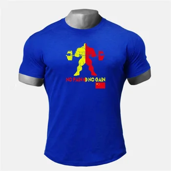 2022 Moda Erkekler Yeni Yaz O-boyun Koşu Spor Kısa Kollu Gömlek Baskı tişört Üst Casual Slim Fit Sokak Spor Salonları Giyim