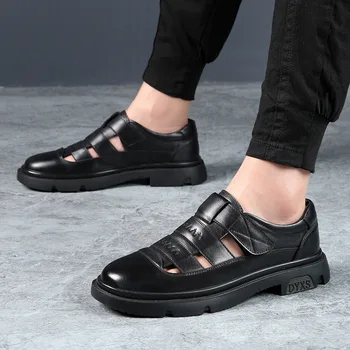 2023 Yaz Yeni erkek Kalın Taban Sandalet erkek Hakiki deri ayakkabı Açık erkek Kamp Ayakkabıları Nefes erkek plaj ayakkabısı