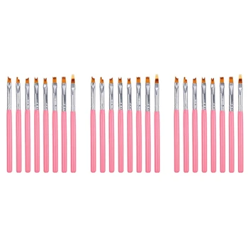 24 Adet Renk boya kalemi Seti Pembe Petal Kalem Tırnak Fırçası Kısa Tırnak Fırçası