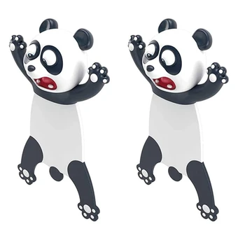 2X Sevimli Karikatür İmleri, Stereo Şekilli kitap İşaretleyici Çocuklar İçin, Ezilmiş Hayvanlar Yenilik Komik Öğrenciler Kırtasiye (Panda)