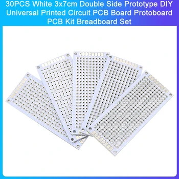 30 ADET Beyaz 3x7cm Çift Taraflı Prototip DİY Evrensel Baskılı Devre PCB kartı Protokolü PCB Kiti Breadboard Seti