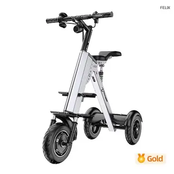 350 W Hafif katlanır elektrikli scooter iki ebeveyn ve çocuk, moda taşınabilir mini üç tekerlekli scooter ile çocuk