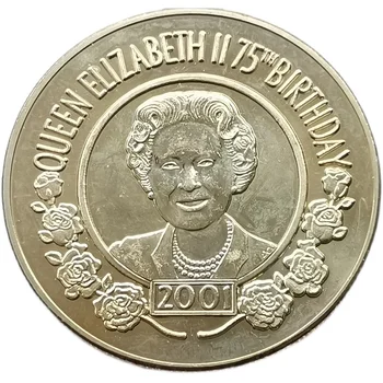 38mm St. Helena 2001 50 P Kraliçe Elizabeth 75 Doğum Günü hatıra parası Bakır Nikel Sikke