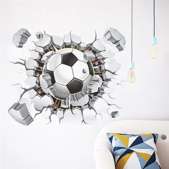 3D Futbol Futbol duvar çıkartmaları Çocuk Odaları için Çocuk Yatak Odası Duvar Çıkartmaları Erkek Odası Dekorasyon Hediye