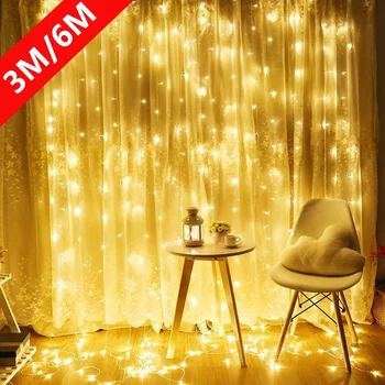3M / 4M / 6M LED Perde Dize İşıklar Peri İşıklar Uzaktan Kumanda USB Noel Süslemeleri Ev için Düğün Garland Yatak Odası Parti