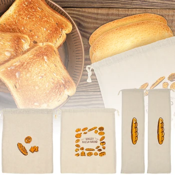 4 Adet Keten ekmek poşetleri Büyük Kapasiteli İpli Ekmek Saklama Torbaları Yeniden Kullanılabilir Ekmek Poşetleri Nefes Hamur İşleri Çanta Ev Yapımı Gıda