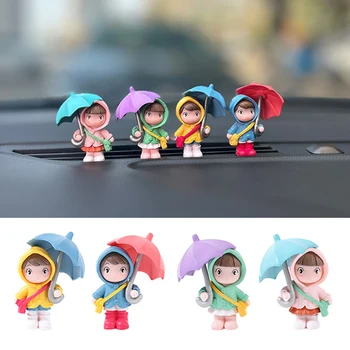 4 ADET Sevimli Yağmurluk Şemsiye Erkek Kız Bebek Küçük Süs Masaüstü Dekorasyon Bebek Aksesuarları Hediye çocuk Oyuncakları Mikro Manzara