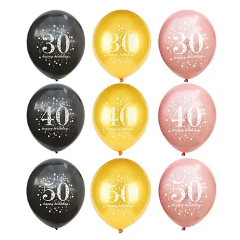 5 Adet Altın Siyah Gül Haneli Balon 30 40 50 Yıl Mutlu Doğum Günü Dekorasyon Hava helyum balonları Lateks Doğum Günü Partisi Malzemeleri