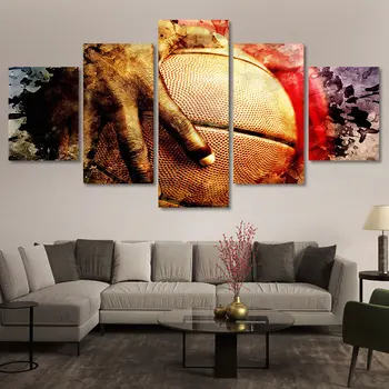 5 Adet Basketbol Kavrama Tuval Baskı Basketbol duvar sanat posterleri Modern Ev Dekor Boyama Resim Baskı Oturma Odası Dekor için