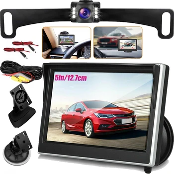 5 inç TFT LCD Ekran Dikiz Monitör Araba Monitör Su Geçirmez HD Ters Yedekleme Araba Kamera LED Gece Görüş
