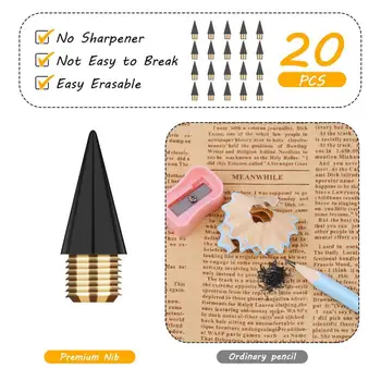 50 Adet Sonsuz Kalem Grafit Ucu Mürekkepsiz Kalem Değiştirilebilir Dolum Sonsuz Kalemler için Yedek Kafa Yazma Çizim