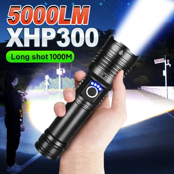 5000LM Yüksek Güç LED el fenerleri Tip - C 18650 şarj edilebilir meşale ışık Teleskopik Zoom Taktik El Feneri Açık Kamp Lambası