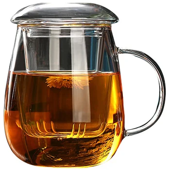 550Ml Çay kapaklı kupa Filtre, Kahve Fincanları çay seti Kupalar Bira İçecek Ofis Kupa Şeffaf Drinkware Cam Bardak Çin Tarzı
