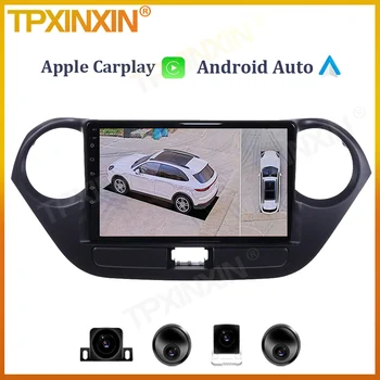 6 + 128G Hyundai Grand İ10 2013 2016 Android oto Araba Radyo Multimedya Video Oynatıcı Carplay Ana Ünite GPS Navigasyon 360 Kamera