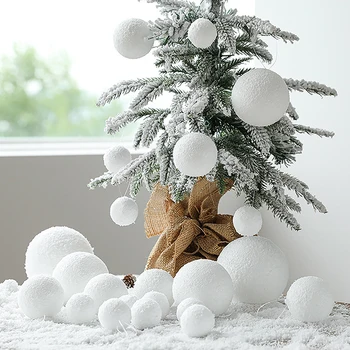 6 Adet Saf Beyaz Köpük Topu Yılbaşı Ağacı Asılı Süslemeleri Kartopu Düğün Tavan Dekor Noel Topları tatil elbisesi Up