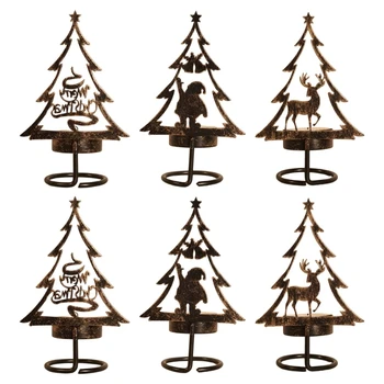 6 Set Noel Demir Mumluk Santa Noel Ağacı Şamdan Süsleme
