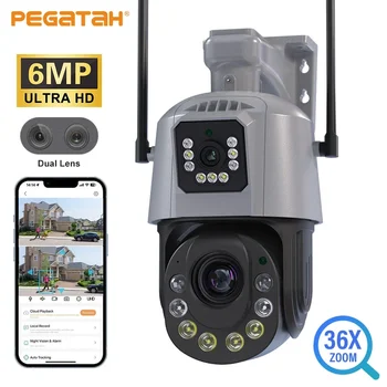 6MP Wifi PTZ IP Kamera Açık Çift Lens Çift Ekran 50x 30X Zoom İnsan Algılama Kablosuz CCTV Güvenlik Gözetim Kamera 2K