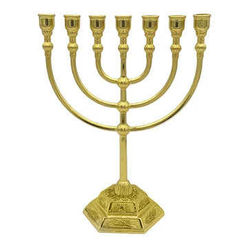 7 Şube Menorah Mumluk Kudüs Tapınağı 12 Kabileleri Menorah Antika Hanuka Mum Standı Yahudi noel dekoru Altın