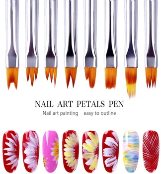 8 Adet Renk boya kalemi Seti Pembe Petal Kalem Tırnak Fırçası Kısa Tırnak Fırçası