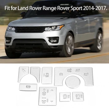 9 ADET Araba Alaşım İç Merkezi Konsol Modu Düğmesi Sticker Land Rover Range Rover Sport 2014-2017 İçin Araba Düğmesi Etiket