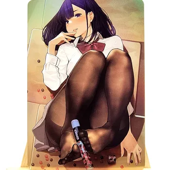 9 Stks / Set Yeni Anime Kız ACG Kart Kız Siyah Çorap Klasik Oyun Anime Kawaii Koleksiyon Kart Hediye Oyuncak