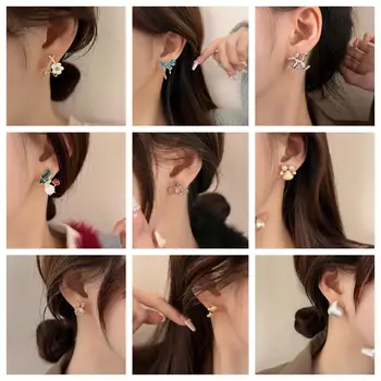 925 Gümüş İğne 2023 Moda Pembe Gezegen Küpe Kadınlar için Parti Zarif Tasarlanmış Kulak Çıtçıt Takı Güzel Hediyeler