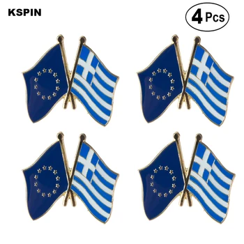 AB ve Yunanistan Dostluk Bayrağı Pin Yaka Pin Rozeti Broş Simgeler 4 adet
