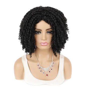 Afrika kadın dreadlocked peruk dış ticaret siyah kıvırcık peruk kabarık kıvırcık kısa saç peruk